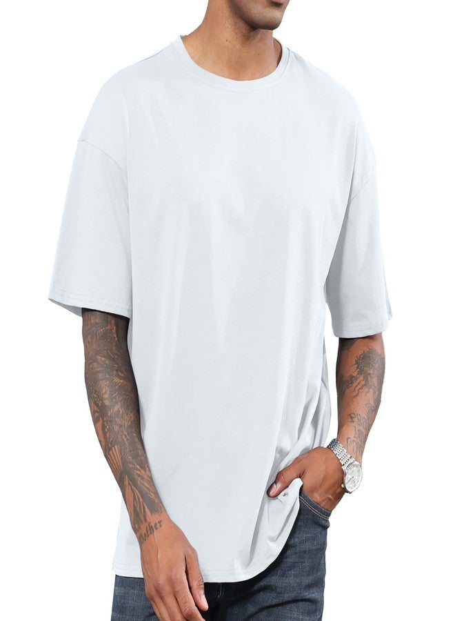 Opomelo Men's Fashion Oversized Tshirts Workout Short Sleeve T-Shirt Dry Fit Lightweight Crewneck Tee Tops White - Image 2